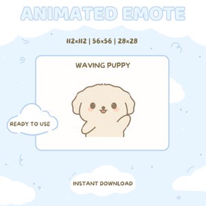Animated Waving Puppy Emote | Cute Dog Emote for Twitch | YouTube | Discord