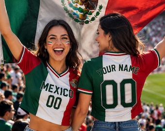 Benutzerdefinierte Mexiko Fußball Croptop Jersey, personalisierte Name Crop Top, Welt Fußball 2026 Shirt, sportliches Mädchen Outfit, Festival Shirt, Fußballfan