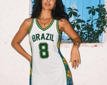 Benutzerdefinierte Brasilien Fußball Kleid Jersey, personalisierte Fußball Jersey Crop Tee, Brasilien Jersey, Bachelorette Outfit, Festival Shirt, Fußballfan