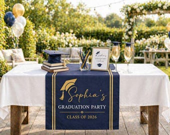 Personalized Graduation Table Runner, Custom Name Class of 2026 Decor, Class of 2026, Graduation Party Decor, High School College Grad Gift