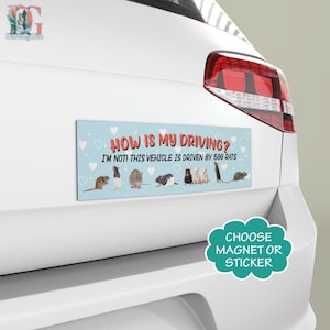 How’s My Driving I’m Not This Vehicle Is Driven by 500 Rats Magnetic/Bumper Sticker, Rat-Powered Car Joke, Hilarious Vehicle Magnet/Sticker