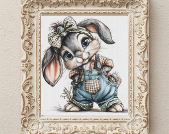 Stylish Bunny. Cross Stitch Pattern. PDF.XSD