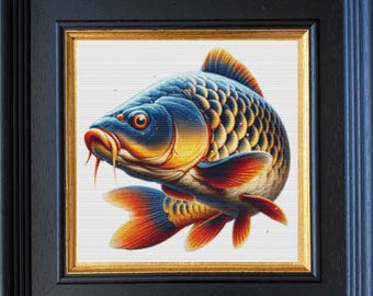 Carp-luna. Scheme for cross-stitching. Cross stitch on a pillow. Instant download.PDF.XSD.