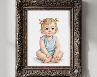 Baby with bows.Cross Stitch Pattern. PDF. XSD.