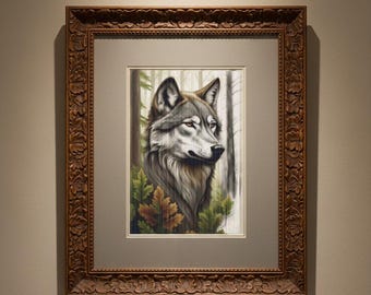 Wolf in the forest. Depth of view. Cross Stitch Pattern. PDF Download.XML.
