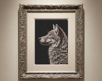Wolf profile. Fur graphics. Thoughts about the forest. Cross Stitch Pattern. PDF Download.XML.
