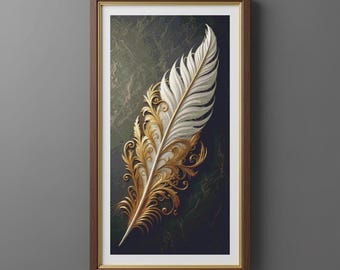Golden pen on marble. Cross Stitch Pattern: Autumn Series (PDF.XSD)