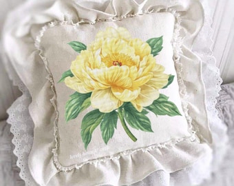 Peony yellow . Scheme for cross-stitching. Cross stitch on a pillow. Instant download. PDF.XSD.