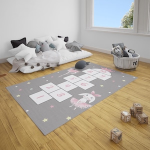 Tapis marelle pour chambre de fille, tapis de jeu princesse pour enfants, tapis antidérapant pour chambre de bébé, tapis lavable pour tout-petit