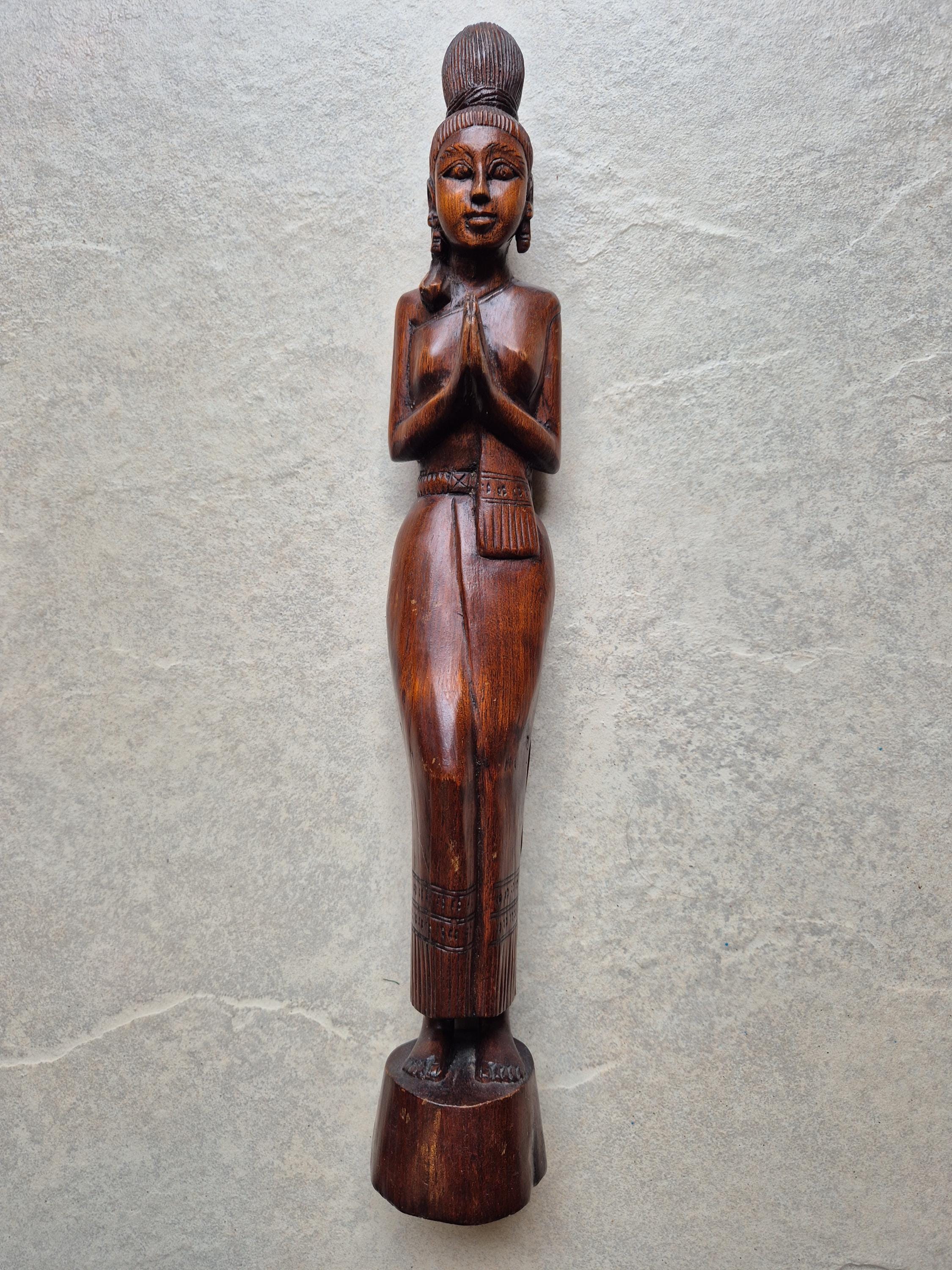 Statue bouddhiste en bois (palissandre/palissandre- Dalbergia (Thaïlande)