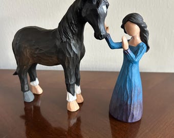 Custom Horse & Girl Figurine. Personalized Horse and Girl Ornament. Made To Look Like You and Your Horse With Pastel and Paint