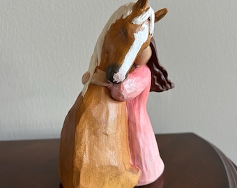 Custom Horse & Girl Figurine. Personalized Horse and Girl Ornament. Made To Look Like You and Your Horse With Pastel and Paint
