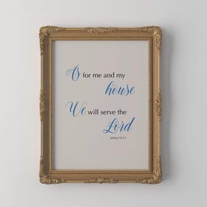 We Will Serve The Lord - Joshua 24:15 Bible Verse Calligraphy Decor, Christian Wall Art Scripture Print, As For Me and My House