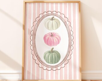 Pink Pumpkins Print: Autumn Pumpkin Wall Art for Fall Home Decor (Digital Download)