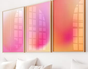 Orange Peach Aura Gradient Print Set of 3: Affirmation Wall Art for Modern Minimal Decor (Digital Download)