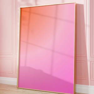 Orange-rosa Farbverlauf-Druck: Minimalistische, feminine Wandkunst für positive Dekoration (Digitaler Download)