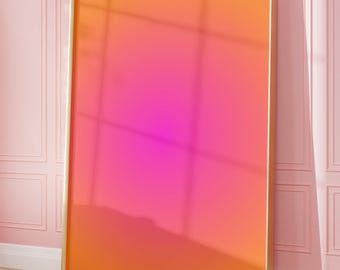 Orange Pink Aura Gradient Print: Feminine Printable Wall Art for Minimal Modern Decor (Digital Download)