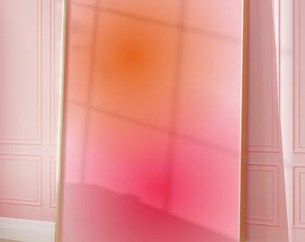 Orange Pink Aura Gradient Print: Minimal Feminine Wall Art for Affirmation Decor (Digital Download)