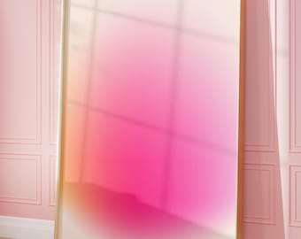 Pink Peach Aura Gradient Print: Minimal Feminine Printable Wall Art (Digital Download)