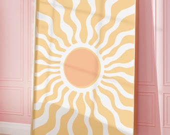 Impressão abstrata boho de sol: Arte de parede ensolarada para decoração de verão em tons pastel (Download digital)