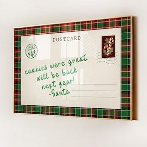 Impression d'Art Carte Postale de Noël Vert Rétro : Affiche Notes du Père Noël à imprimer (Téléchargement Numérique)