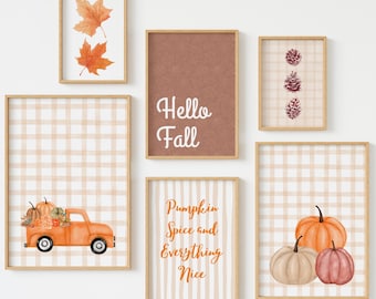 Fall Wall Art Set of 6: Neutral Autumn Prints for Cozy Fall Decor (Digital Download)