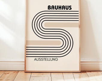Bauhaus Art Print: Abstract Lines Wall Art for Mid Century Modern Decor (Digital Download)