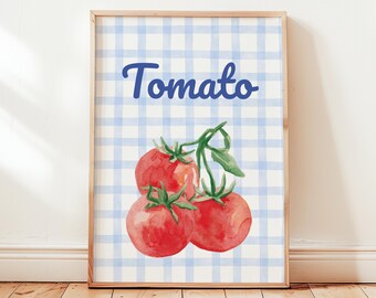 Red Tomato Print: Watercolor Vegetables Wall Art for Modern Kitchen Decor (Digital Download)