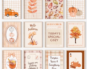 Autumn Wall Art Set of 12: Cozy Fall Prints for Neutral Autumn Decor (Digital Download)