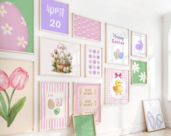 Pastel Easter Gallery Wall Art: Bundle Set of 15 Prints, Spring Posters (Digital Download)