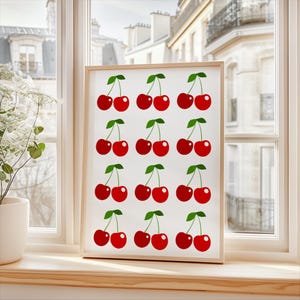 Red Cherry Print Set of 3: Pink Gingham Printable Wall Art (Digital Download) image 14