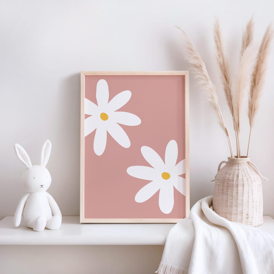 Daisy Nursery Print: Pink Floral Wall Art for Baby Girls Room Decor ...