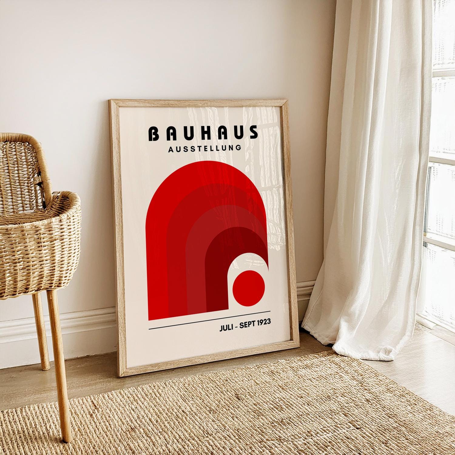 Red Bauhaus Arch Print: Abstract Mid Century Modern Wall Art (digital ...