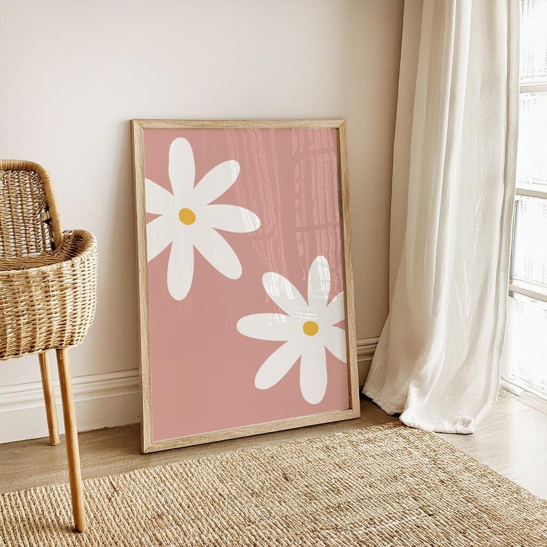 Daisy Nursery Print: Pink Floral Wall Art for Baby Girls Room Decor ...