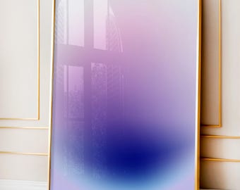 Purple Indigo Aura Gradient Print: Affirmation Wall Art for Modern Minimal Decor (Digital Download)