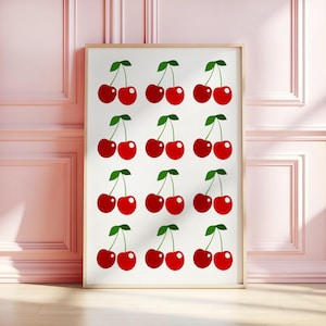 Red Cherry Print Set of 3: Pink Gingham Printable Wall Art (Digital Download) image 11