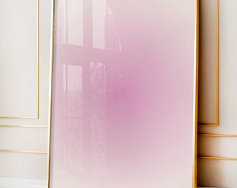 ライトピンクのオーラプリント：ミニマルでモダンなインテリアにぴったりのフェミニンなウォールアート（デジタルダウンロード）