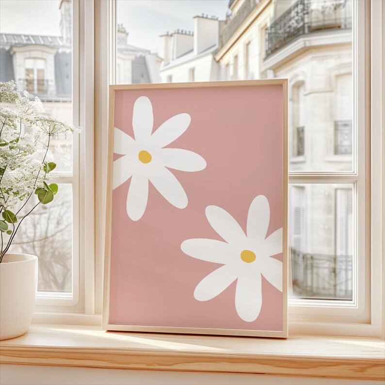 Daisy Nursery Print: Pink Floral Wall Art for Baby Girls Room Decor ...