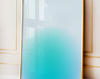 Stampa Aura con sfumatura blu: Arte murale minimalista con affermazioni positive (Download digitale)