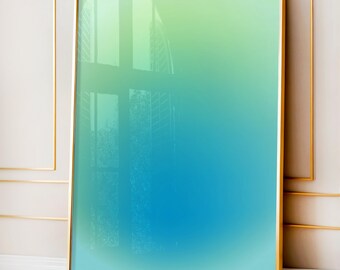 Blue Aura Gradient Print: Affirmation Wall Art for Modern Minimal Decor (Digital Download)