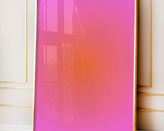 Lámina Pink Orange Positive Aura: Arte mural femenino para decoración minimalista moderna (Descarga digital)