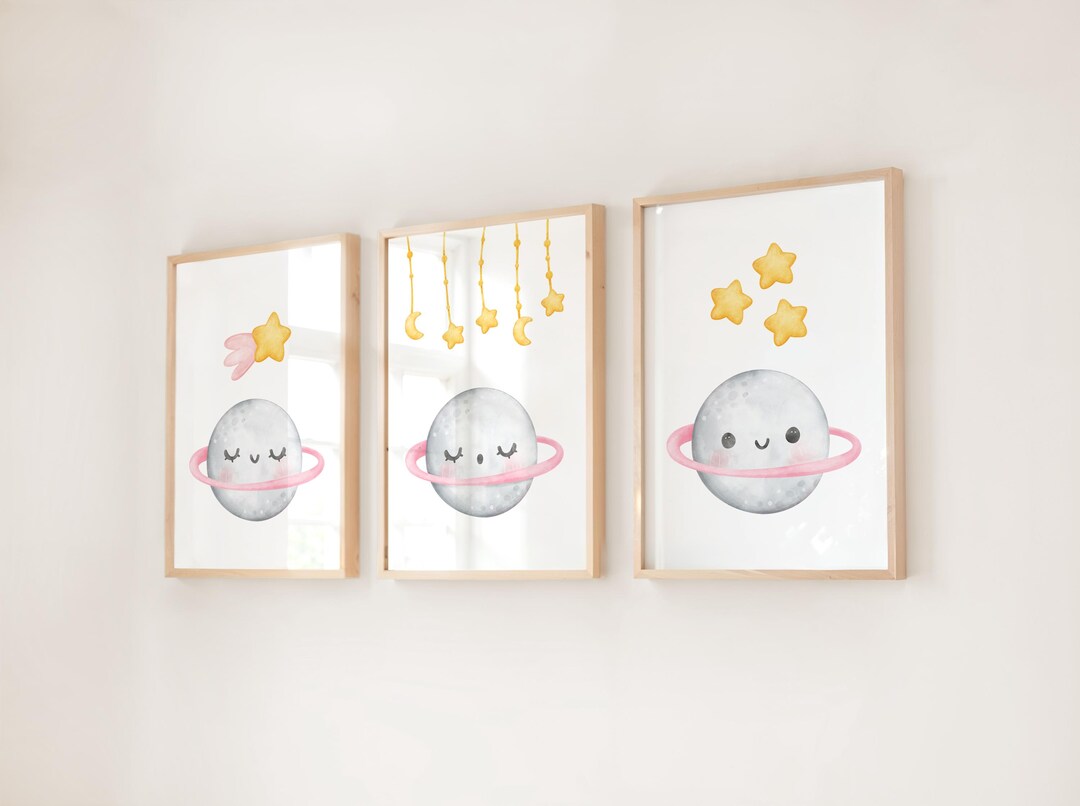 Space Nursery Wall Art Set of 3 – Stars Planet Nursery Art Prints ...