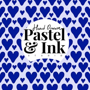 Blauwe harten naadloze herhalingspatroon handgetekende schattig romantisch digitaal papier 300 DPI png voor plakboek verpakking stof print ambachten