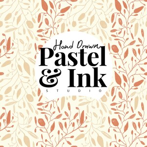 Botanisch vintage naadloos patroon – handgetekende oranje en beige pastelbladafdruk 300 DPI, png-bestand voor textielverpakking plakboek ambachten