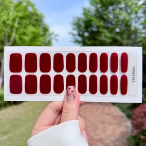 Burgundy red nails - Gel Nails, Nail Stickers, Press-On Nail Stickers, Easy DIY Manicure, nail wraps for women, wedding nails, gift for her