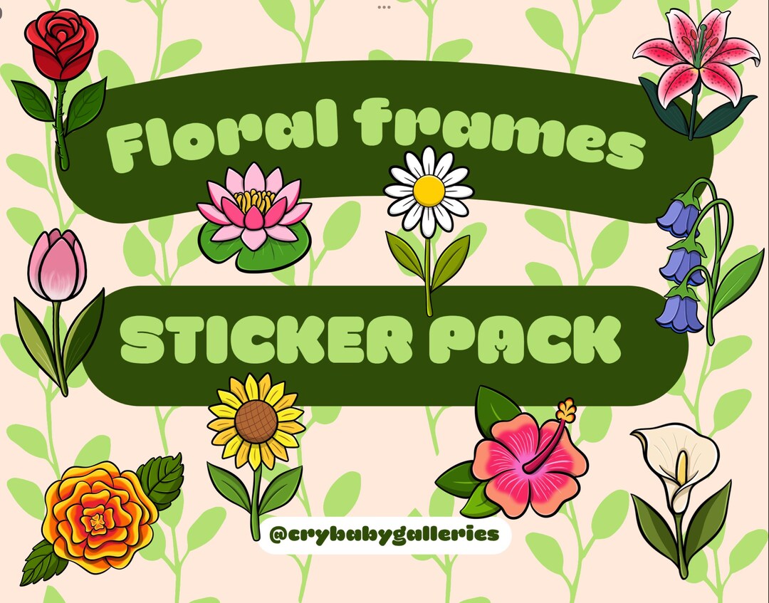 Floral Frame PNG Sticker Pack. - Etsy