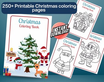 Más de 250 páginas para colorear navideñas para niños / Libro de actividades imprimible para las fiestas / Manualidades divertidas de invierno / Descarga digital instantánea
