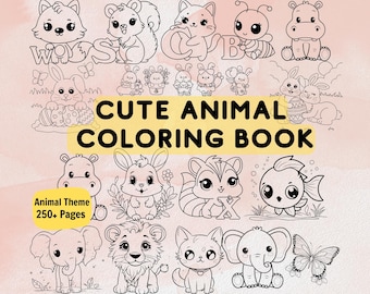 Dibujos para colorear de animales adorables para niños: Libros para colorear divertidos, fáciles y educativos / Preescolar, Niños pequeños, Actividades / Hojas de arte de zoológico, gatos, perros y leones