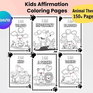 Positive Affirmation Coloring Pages for Kids | 150+ Animal Theme Coloring Sheets | Inspirational Motivational Quotes | Instant Download PDF