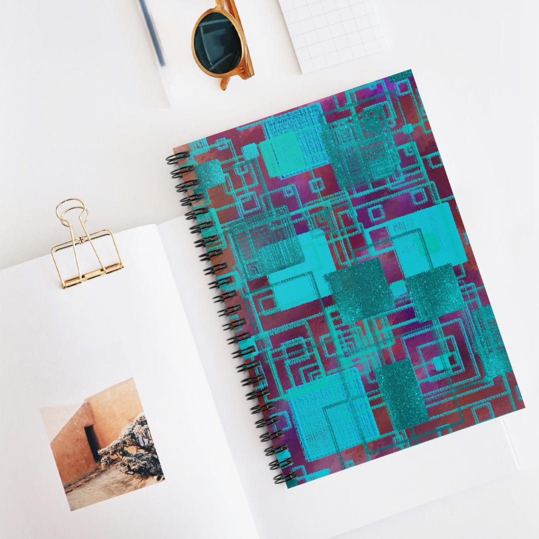 Electric Maze Spiral Notebook: Geometric Journal, Ruled Lines - Etsy